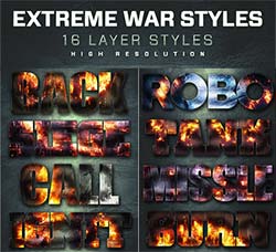 极品PS样式－16个终极对战类文本效果：16 Extreme War Layer Styles Volume 8